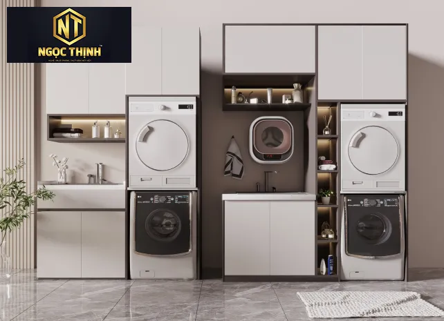 TỦ MÁY GIẶT KẾ HỢP TỦ TIỆN LỢI GỌN GÀNG ĐA NĂNG MẪU 08